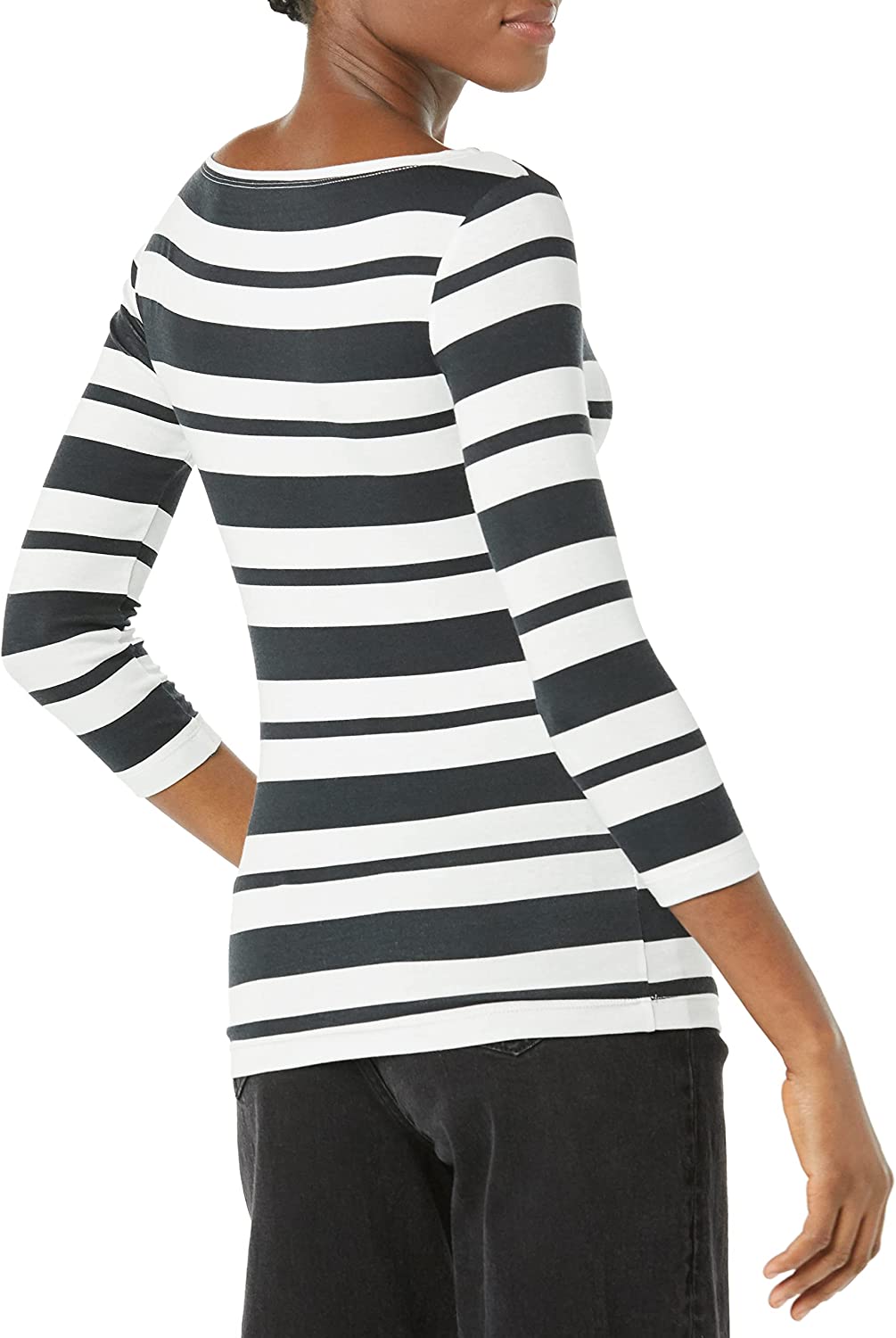 Essentials Women's Slim-Fit 3/4 Sleeve Solid Boat Neck T-Shirt - Image 3